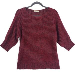 Anthropologie Staring at Stars Sweater XS Crochet Knit Burgundy Black Dark Weave